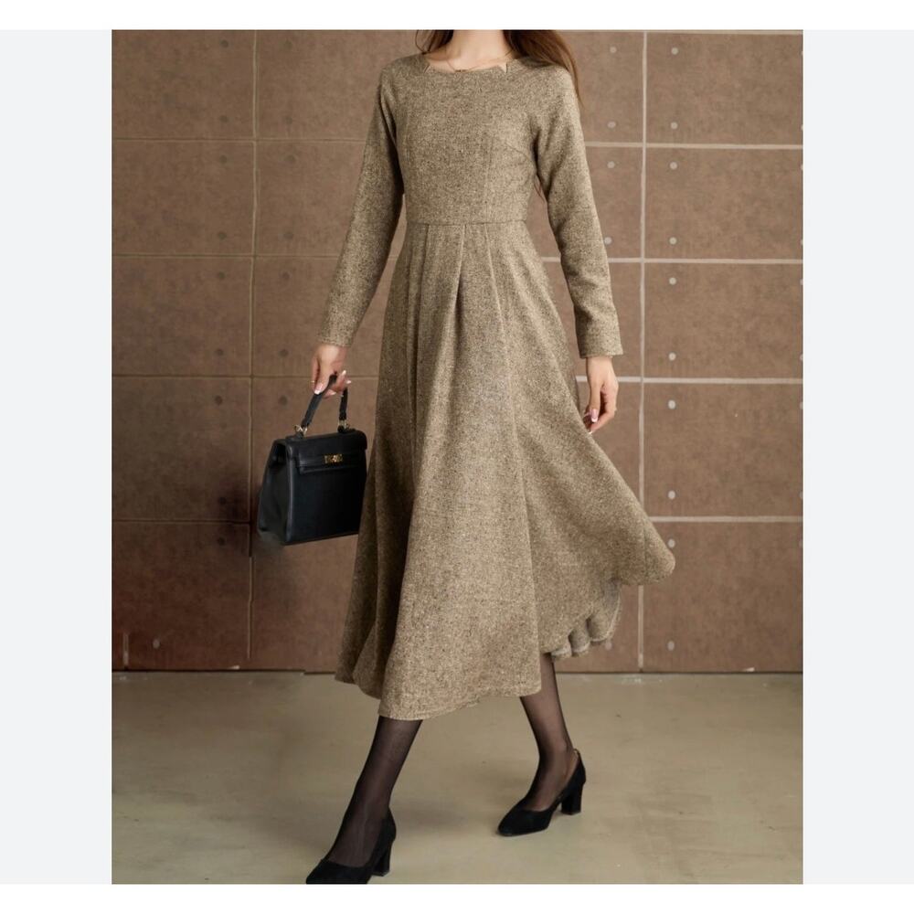 Xiaolizi wool dress Sz. S grey midi NWOT